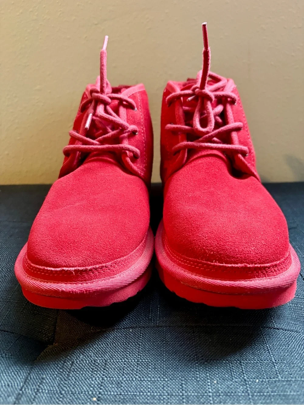 UGG Red Suede Lace-Up Ankle Booties
